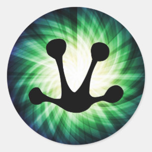 Adesivo Redondo Impressão de incandescência do pé do sapo