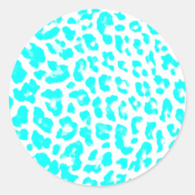 Adesivo Redondo Impressão de Leopardo Azul Lite (Frente)