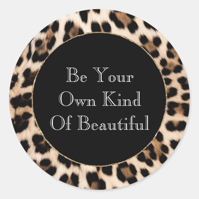 Adesivo Redondo Impressão de Leopardo Preto-Castanho (Frente)