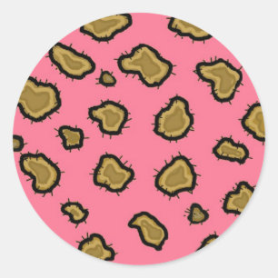 Adesivo Redondo Impressão de leopardo rosa