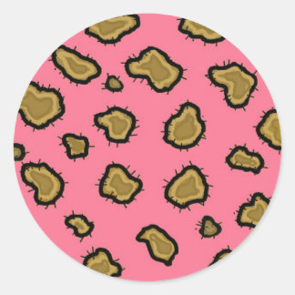 Adesivo Redondo Impressão de leopardo rosa