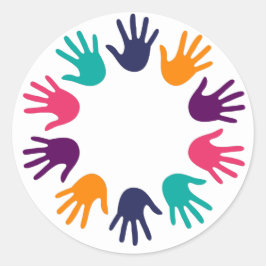 Adesivo Redondo Impressão de mão