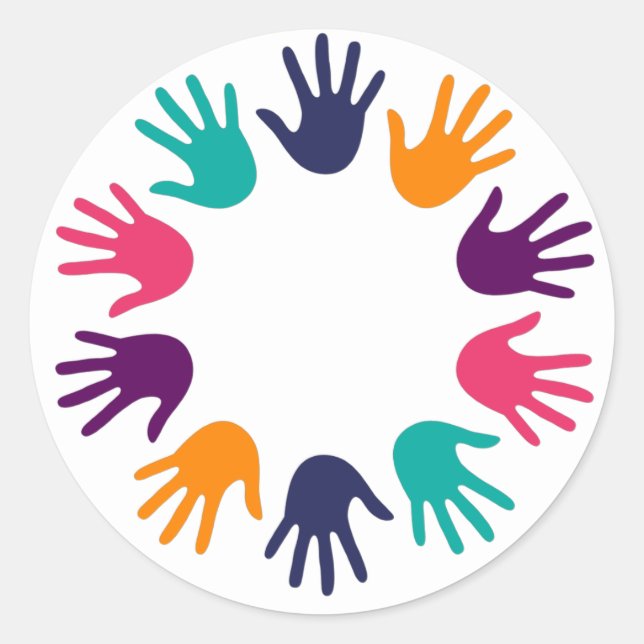 Adesivo Redondo Impressão de mão (Frente)