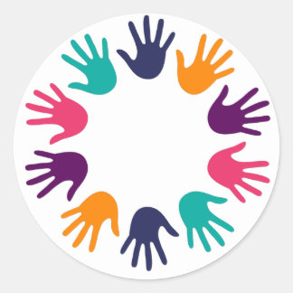 Adesivo Redondo Impressão de mão