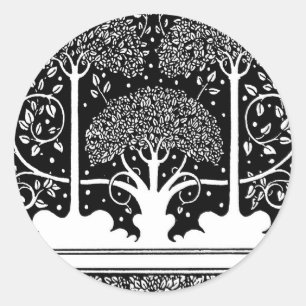 Adesivo Redondo Impressão de padrão de árvore Art Nouveau de Aubre