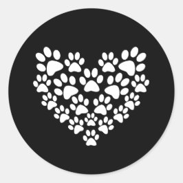 Adesivo Redondo Impressão de Pata Branca, Preta-Cura