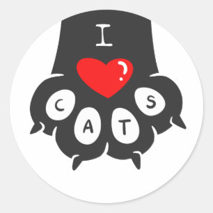 Adesivo Redondo Impressão de Pata de Amor - Escolher cor de fundo