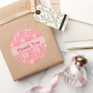 Adesivo Redondo Impressão de Vintage, cor-de-rosa e creme