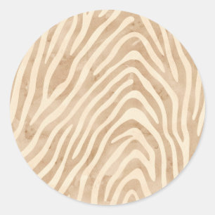 Adesivo Redondo Impressão de Zebra com Aquarela