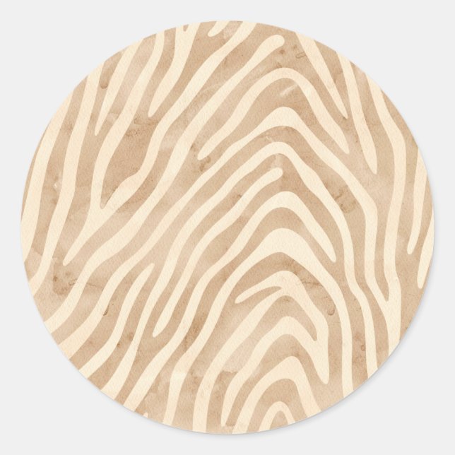 Adesivo Redondo Impressão de Zebra com Aquarela (Frente)