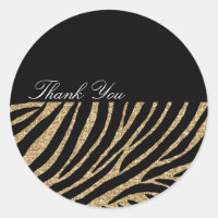 Impressão de Zebra Dourada e brilhante Obrigado