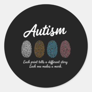 Adesivo Redondo Impressão Digital Autismo Sensibilização Mês Profe