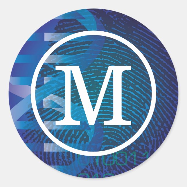 Adesivo Redondo Impressão digital monográfica do DNA (Frente)