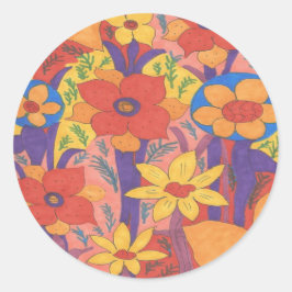 Adesivo Redondo Impressão do Jardim Laranja Bold Bohemian