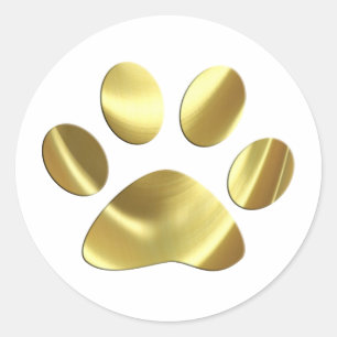 Adesivo Redondo Impressão Dourado da pata do gato
