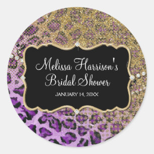 Adesivo Redondo Impressão em animais-leopardo Dourado chá de panel