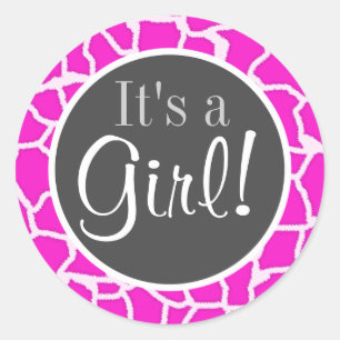 Adesivo Redondo Impressão em animais magenta girafa quente