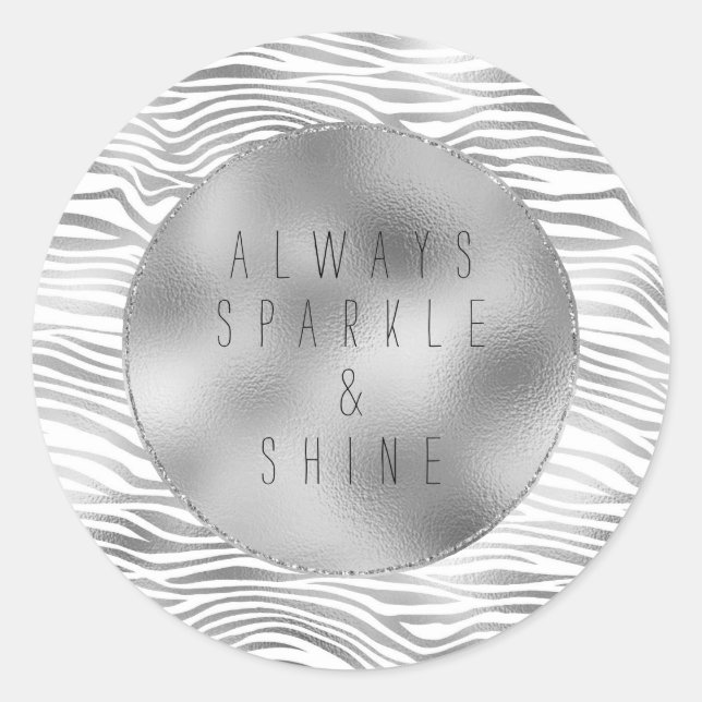 Adesivo Redondo Impressão Glam Silver Zebra (Frente)