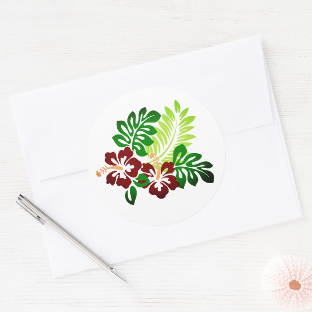 Adesivo Redondo Impressão havaiano (Envelope)