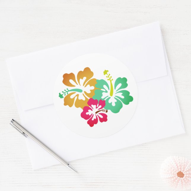 Adesivo Redondo Impressão havaiano (Envelope)