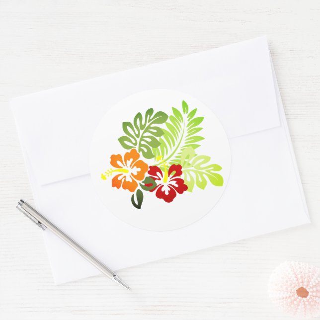 Adesivo Redondo Impressão havaiano (Envelope)