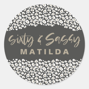 Adesivo Redondo Impressão Leopardo 60 e sassy 60 festa de aniversá