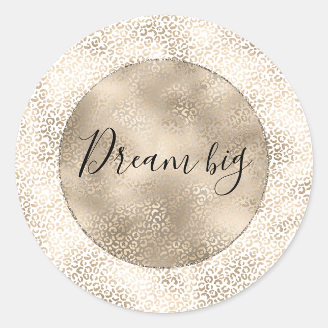 Adesivo Redondo Impressão Leopardo de Bronze Dourado (Frente)