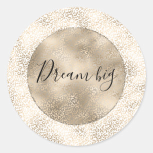 Adesivo Redondo Impressão Leopardo de Bronze Dourado