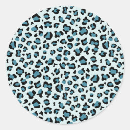 Adesivo Redondo Impressão Leopardo, Manchas Leopardo, Leopardo Azu