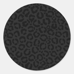 Adesivo Redondo Impressão Mínima Moderna do Leopardo Negro