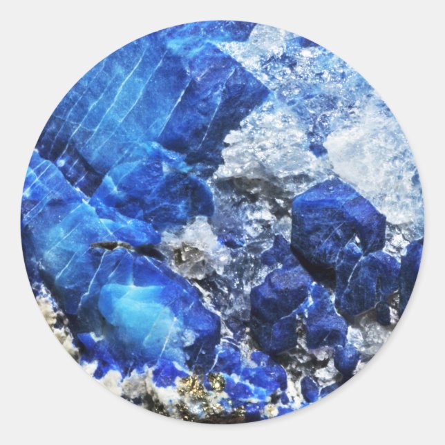 Adesivo Redondo Impressão Na moda Natural Bright Aqua Blue Geode S (Frente)