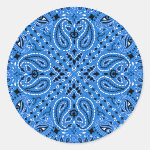 Adesivo Redondo Impressão ocidental azul do lenço do Bandana de
