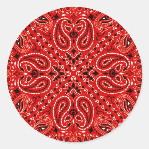 Adesivo Redondo Impressão ocidental vermelho do lenço do Bandana