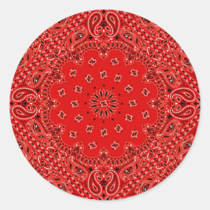 Adesivo Redondo Impressão ocidental vermelho do lenço do Bandana