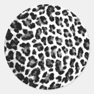 Adesivo Redondo Impressão preto e branco do leopardo