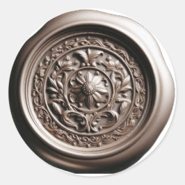 Adesivo Redondo Impressão Profunda do Faux Wax Seal Dourada