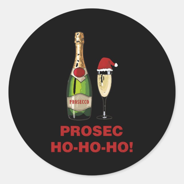 Adesivo Redondo Impressão Prosec-Ho Ho Ho Prosecco (Frente)