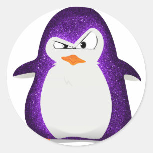Adesivo Redondo Impressão roxo da foto do brilho do pinguim