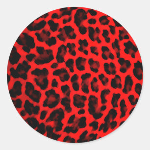 Adesivo Redondo Impressão vermelho do leopardo