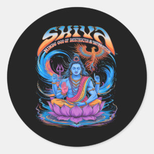 Adesivo Redondo Impressão Vintage Shiva Deus Hindu Espiritual