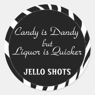 Adesivo Redondo impressão zebra, círculo negro, Candy é Dandy, mas