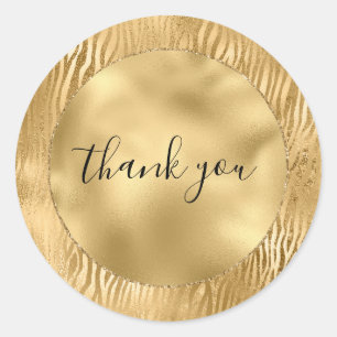 Adesivo Redondo Impressão Zebra Glam Glitz Dourada