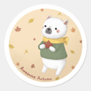Adesivo Redondo Impressionante Autumn Illustration Art