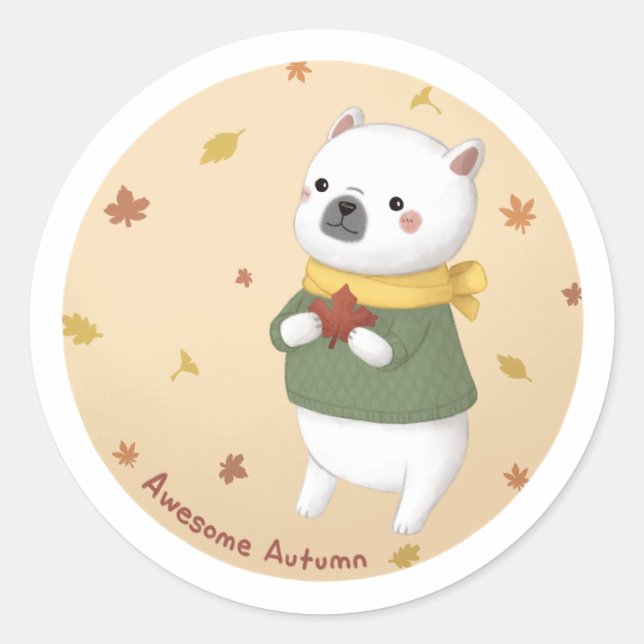 Adesivo Redondo Impressionante Autumn Illustration Art (Frente)