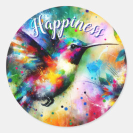 Adesivo Redondo Impressionante Whimpressionista Felicidade Humming