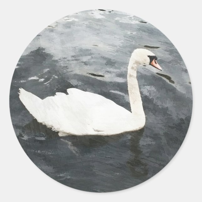 Adesivo Redondo Impressionista Swan (Frente)