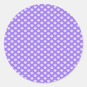 Adesivo Redondo Impressões da pata no roxo