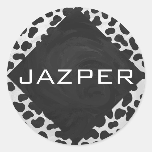 Adesivo Redondo Impressões Dalmacianos, preto e branco (Frente)