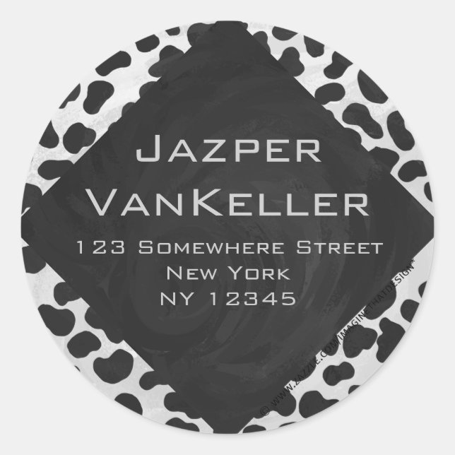 Adesivo Redondo Impressões Dalmacianos, preto e branco (Frente)