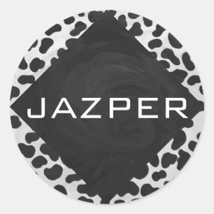 Adesivo Redondo Impressões Dalmacianos, Pretos e Brancos